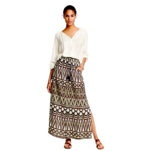 H&M Maxi viscose weave pattern with drawstring tassels and slit